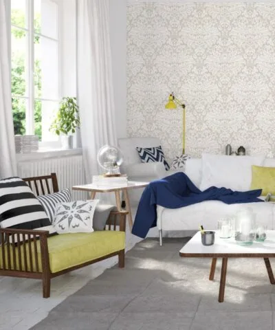 Papel de Parede Arabesco Bege