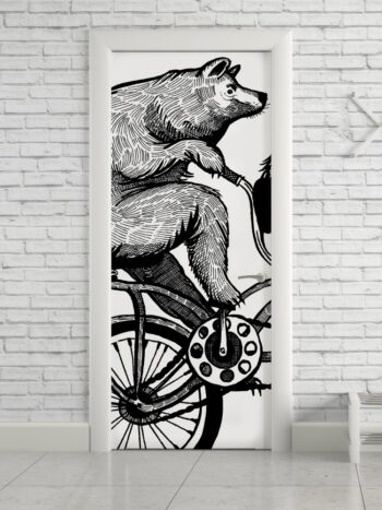 Adesivo de Porta Urso Bicicleta