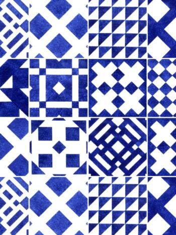 KIT de Adesivo Azulejo Geométrico Azul