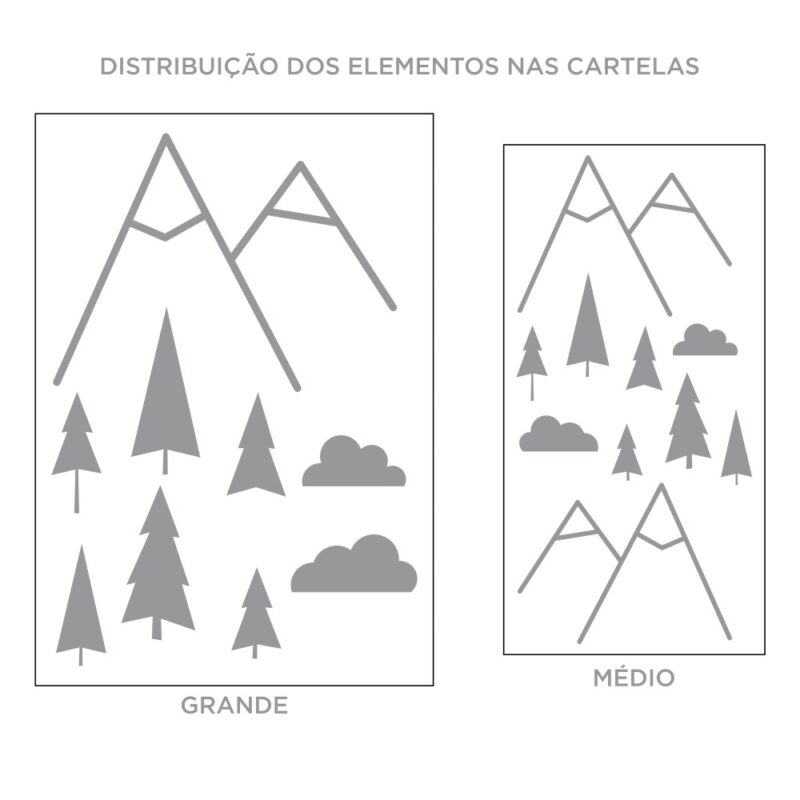 Kit de Adesivos de Parede Montanhas com Arvores