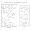 Kit de Adesivos de Parede Origami Dinossauros