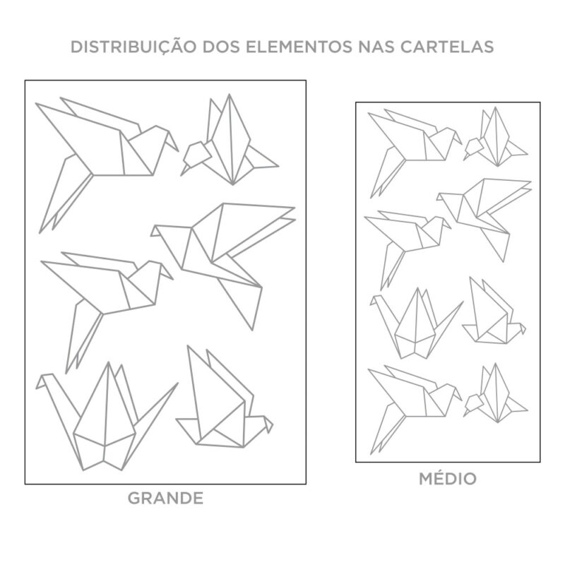 Kit de Adesivos de Parede Origami Passaros