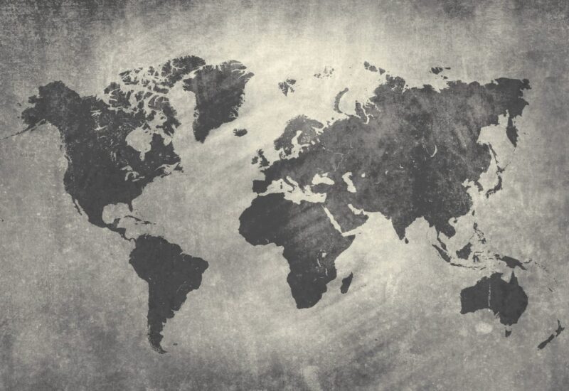 Painel Fotográfico Mapa Mundi Cimento Queimado