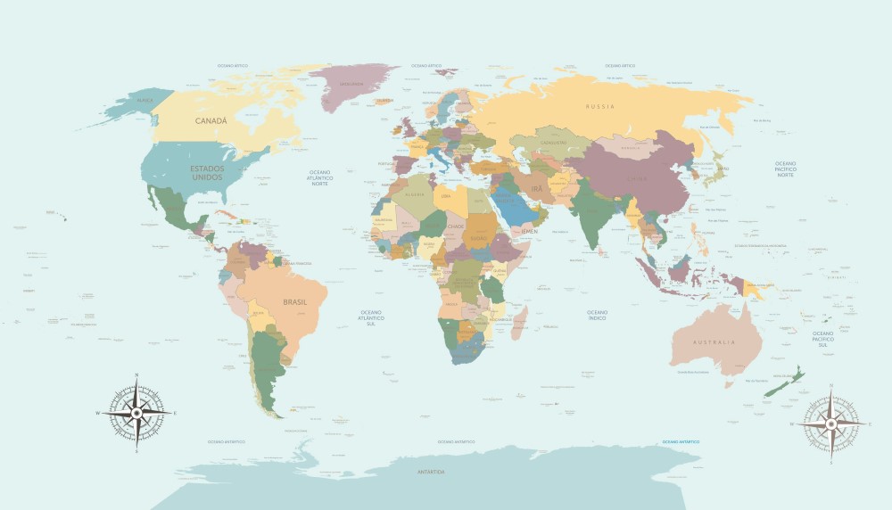 Mapa-múndi Adesivo Político Rústico