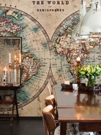 Painel Fotográfico Mapa Mundi Vintage
