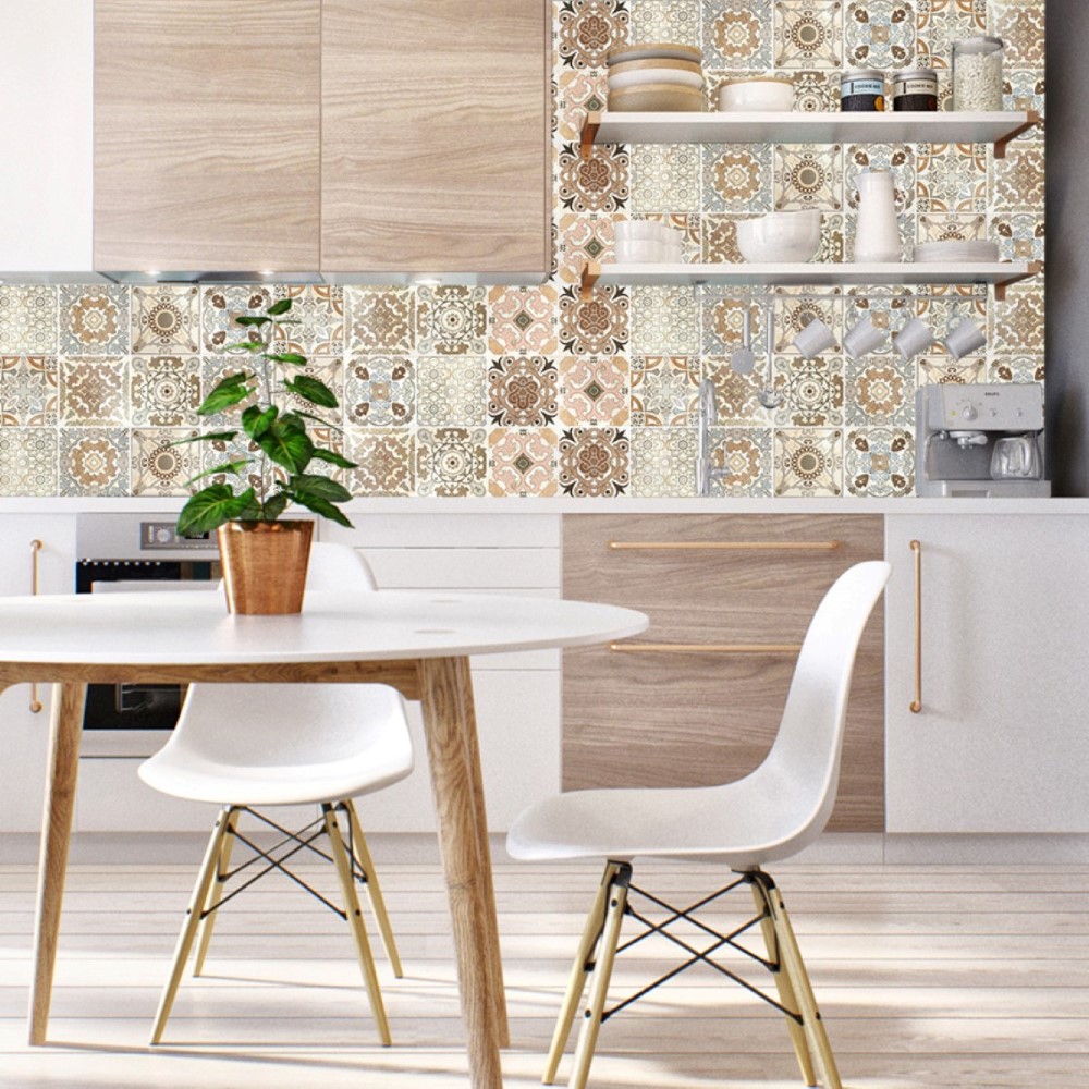 Papel de Parede Adesivo Lavável Decoração Pastilhas Azulejo Para Cozinha  Bege Xadrez 3D - Pro Decor em Promoção na Americanas