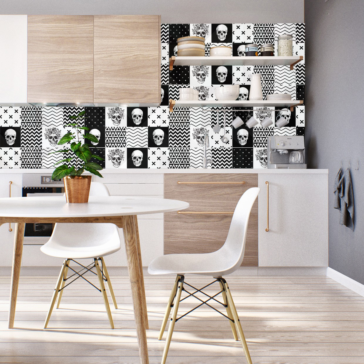 Papel de Parede Adesivo Azulejo Caveira StickDecor Artesanato Em Madeira Para Cozinha ~ Papel de Parede Adesivo Azulejo Caveira StickDecor