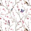 Papel de Parede Adesivo Floral Passarinhos