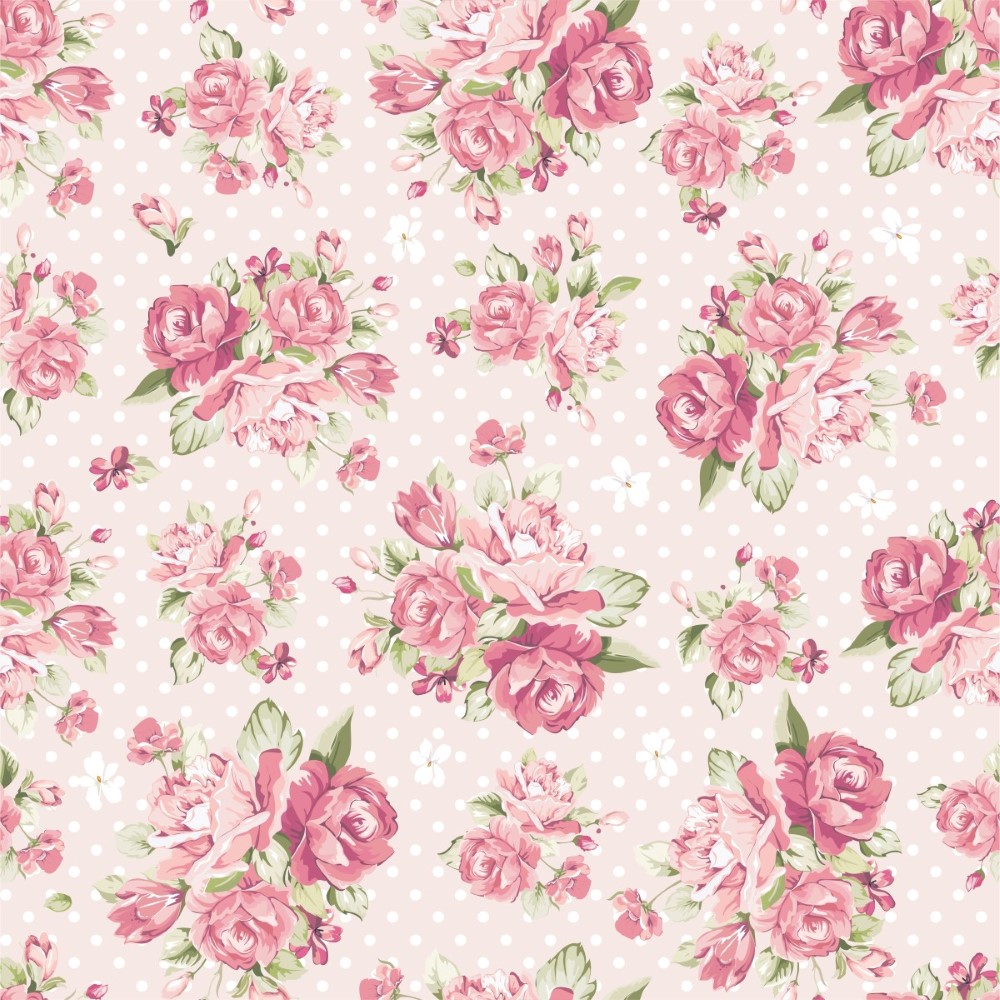 Papel de Parede Adesivo Floral Vintage Rosa com Poás Aparador Para Tampo De Vidro ~ Papel de Parede Adesivo Floral Vintage Rosa com Poás