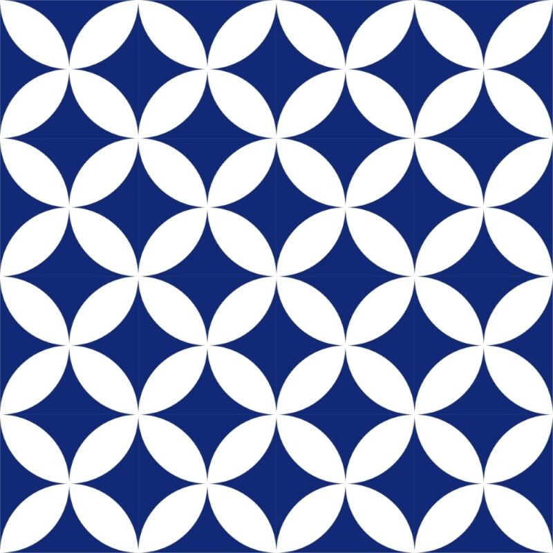 Papel de Parede Adesivo Geométrico Azul e Branco