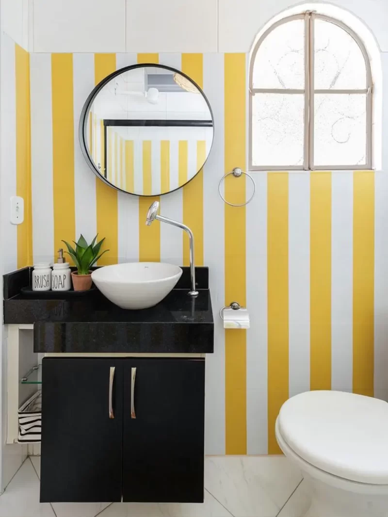 Papel de Parede Listrado Amarelo