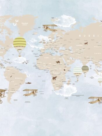 Painel Fotográfico Mapa Mundi Infantil Lúdico Balões