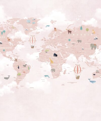 Painel Fotográfico Mapa Mundi Infantil com Animais