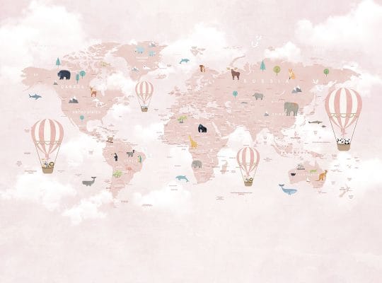 Painel Fotográfico Mapa Mundi Balão Animais