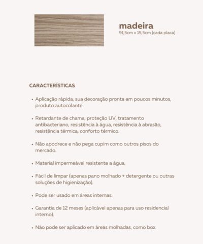 Piso Vinilico Adesivo Madeira Amendoa