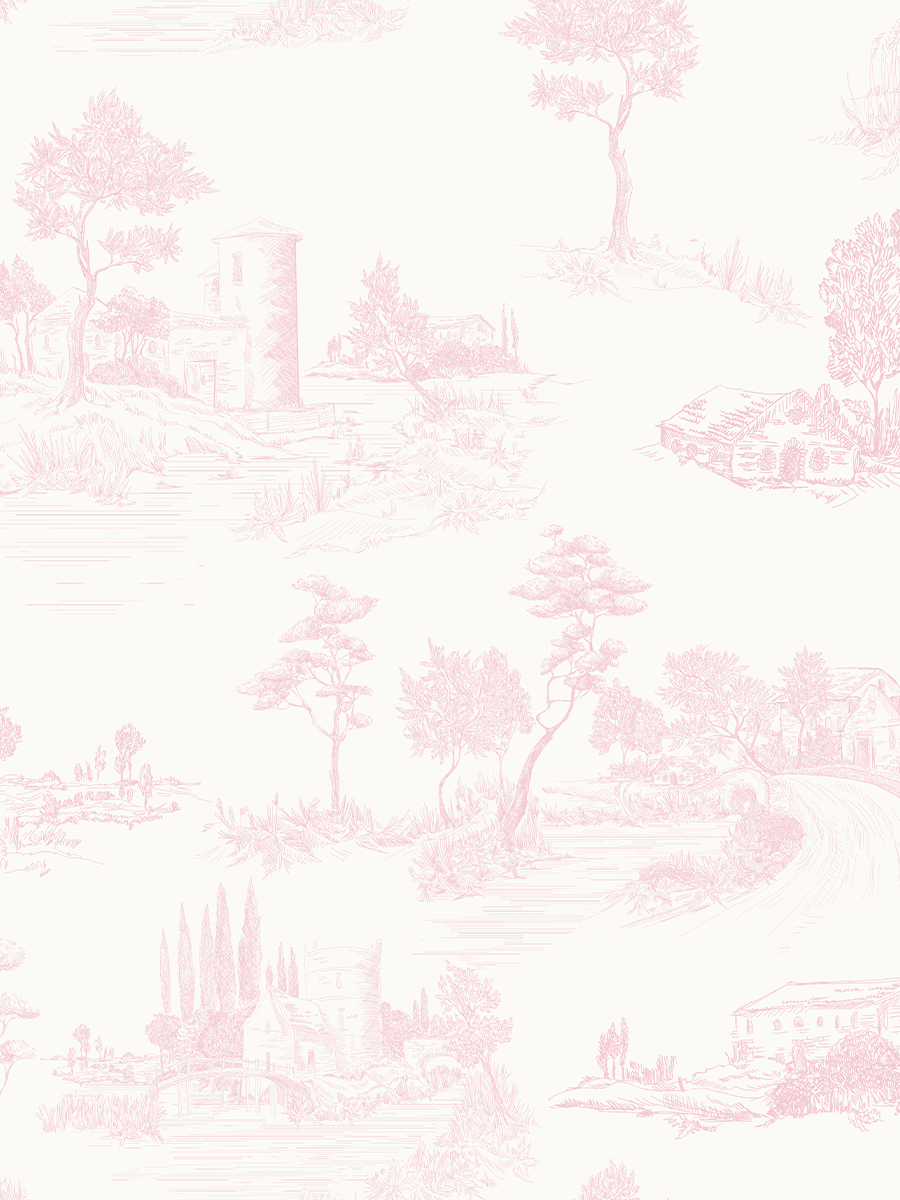 Papel de Parede Toile de Jouy Rosa