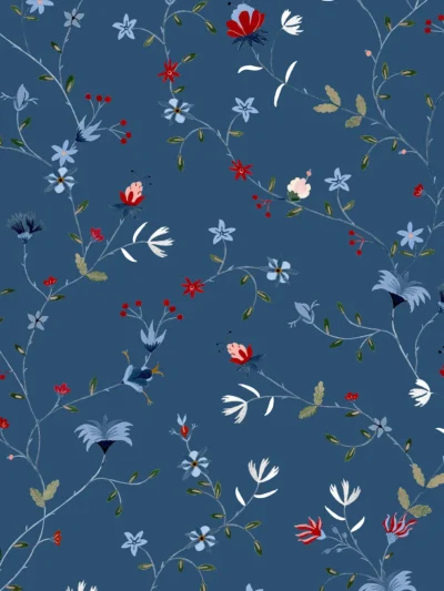 Papel de Parede Folk Jasmin Navy