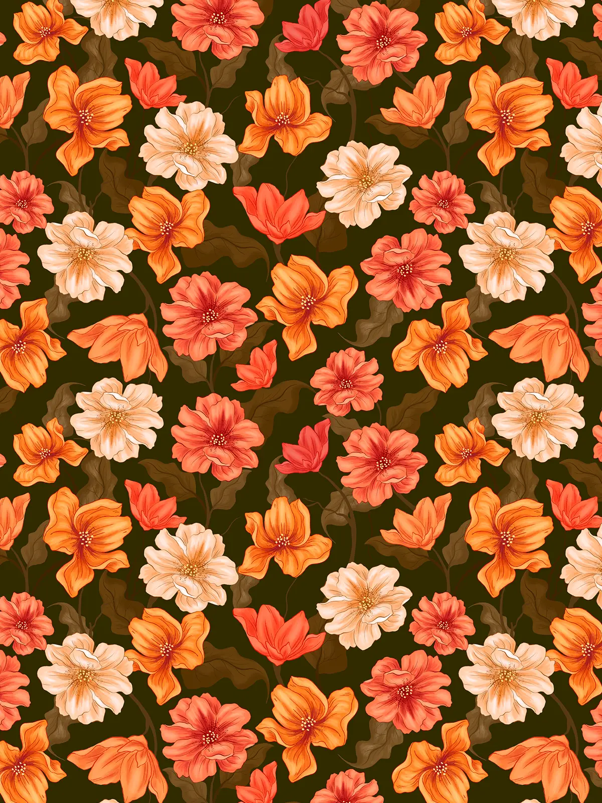 Papel de Parede Flores do Jardim Musgo