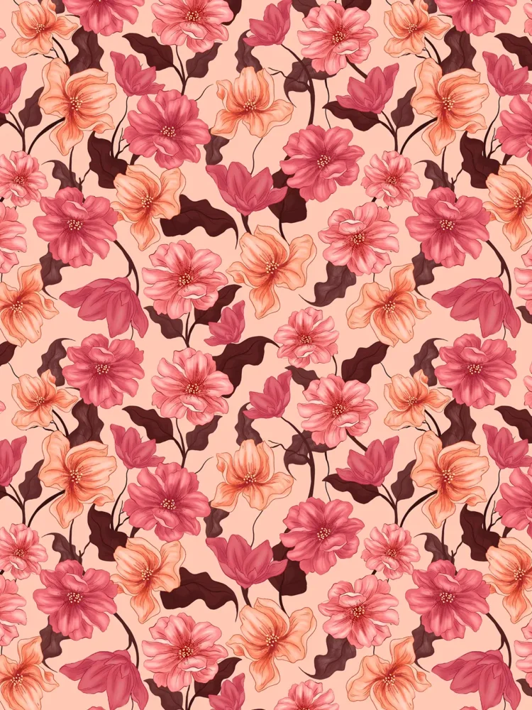 Papel de Parede Flores do Jardim Rosa