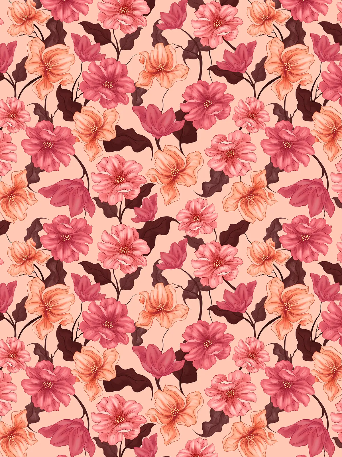 Papel de Parede Flores do Jardim Rosa