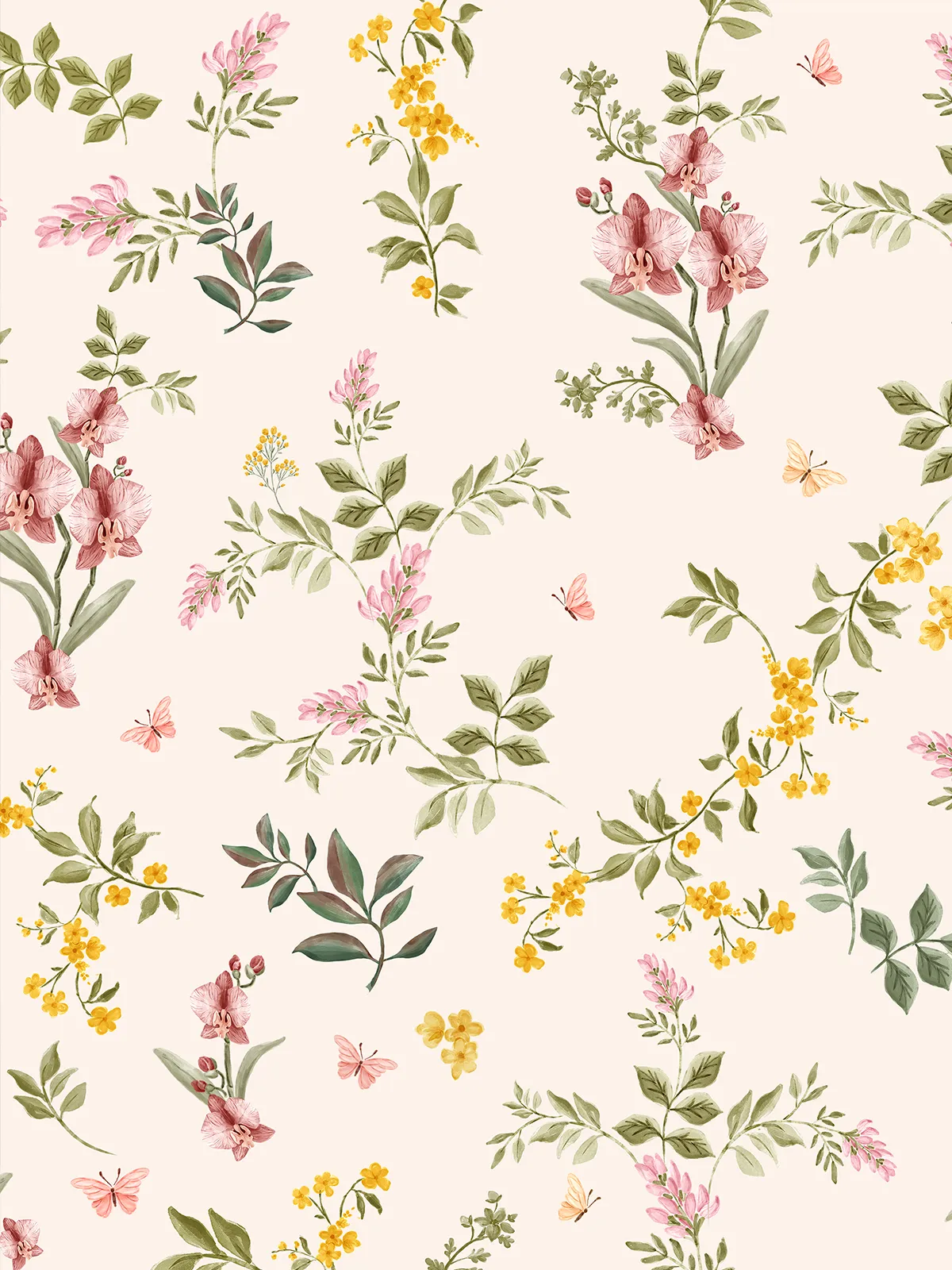 Papel de Parede Herbário Rosa