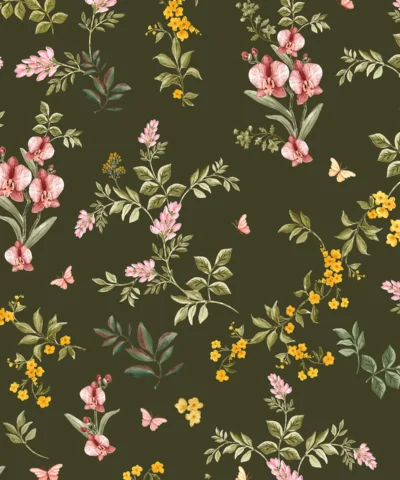 Papel de Parede Herbário Verde Escuro