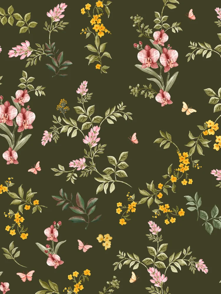 Papel de Parede Herbário Verde Escuro