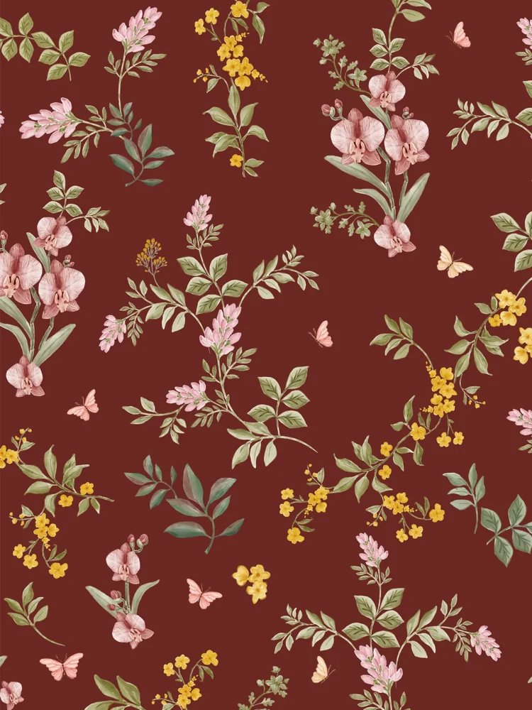 Papel de Parede Herbário Vermelho