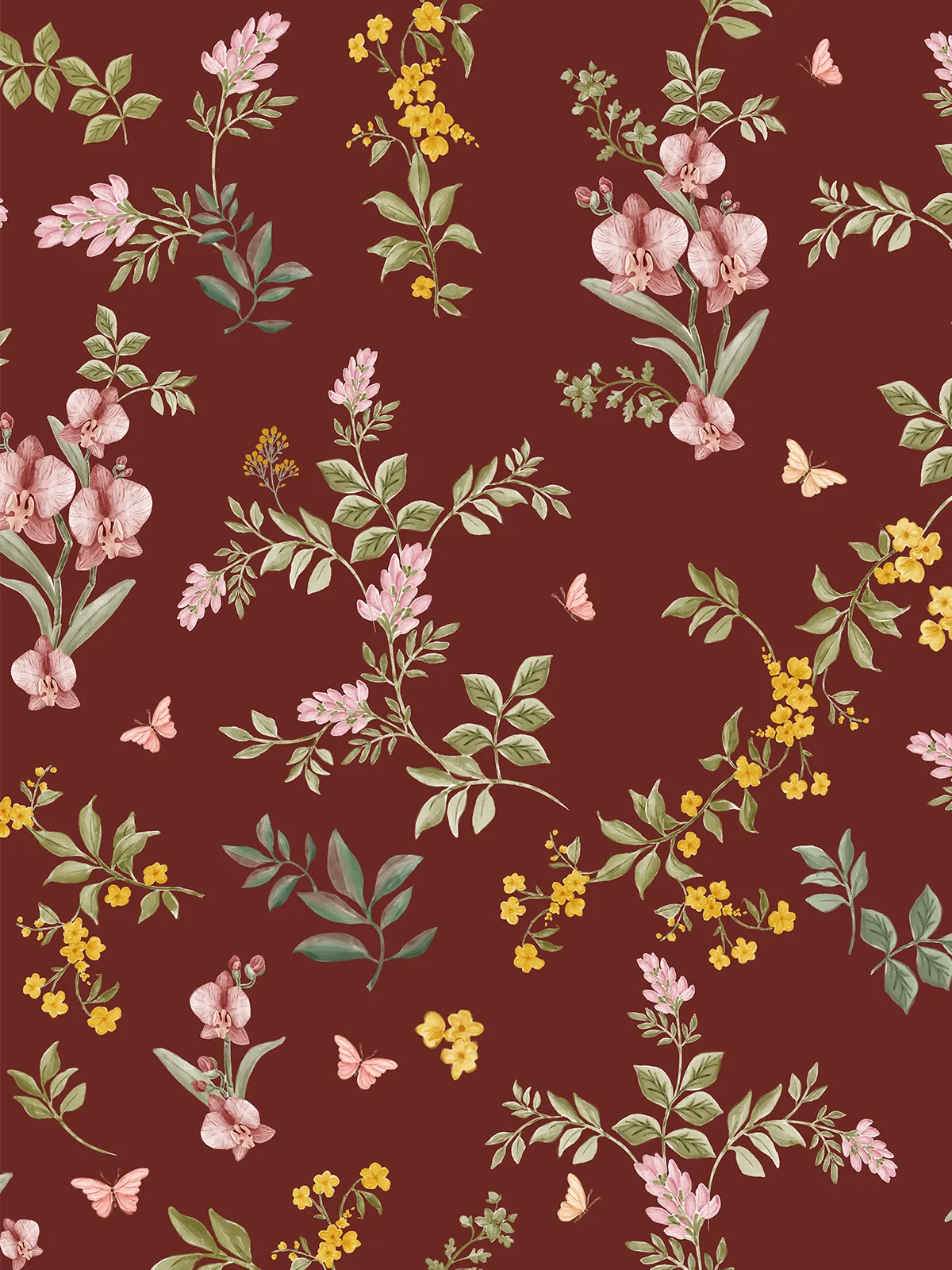 Papel de Parede Herbário Vermelho